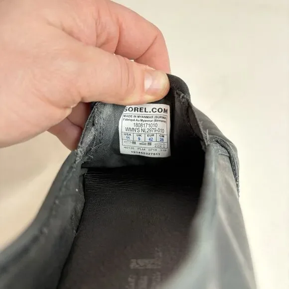 Sorel Womens Campsneaker Size 11 NL2979-010 Black Casual Shoes Sneakers Slip On - Picture 10 of 10